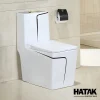Bồn Cầu 1 Khối Trắng Viền Đen Vuông Cao Cấp HA-BC197