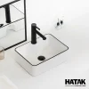 Lavabo Đặt Bàn Vuông Màu Trắng Viền Đen HA-LA18