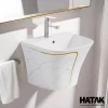 Lavabo Treo Tường Liền Khối Vuông Viền Vàng HA-LA40