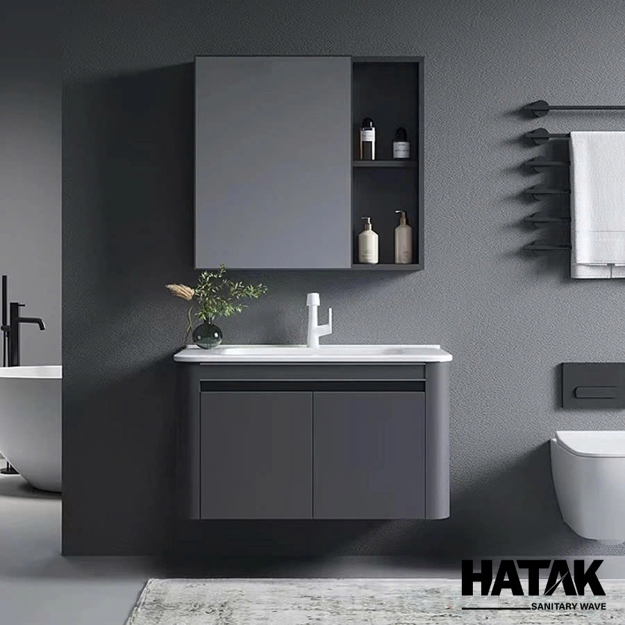 Tủ Lavabo Nhôm Đa Năng Màu Ghi Cao Cấp HA-7678Đ