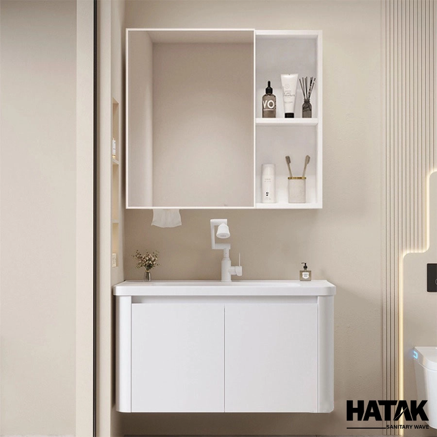 Tủ Lavabo Nhà Tắm Nhôm Màu Trắng 60cm HA